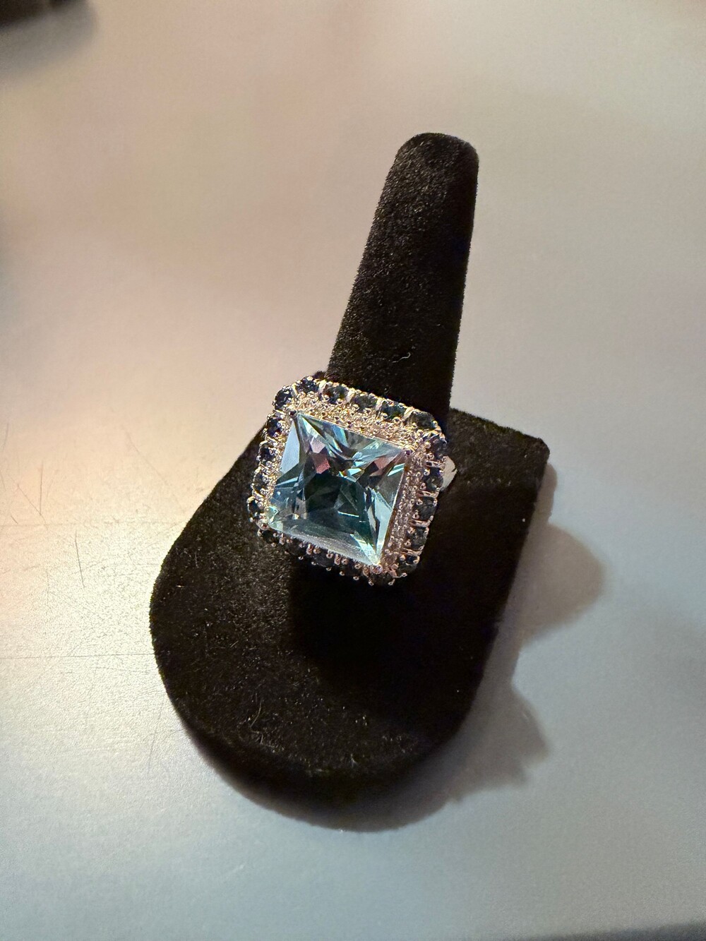 Affinity Gems Square Cut Gemstone Sterling Silver blue topaz white zircon cockta - Picture 2 of 6